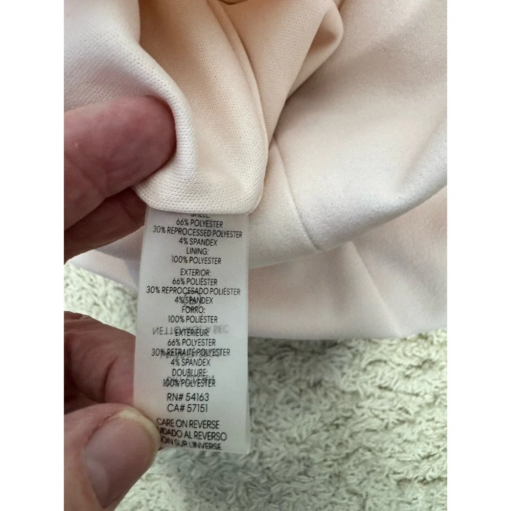 Calvin Klein Blush Pink Puff Sleeve Midi Sheath Dress Open Back Size 12 Wedding‎